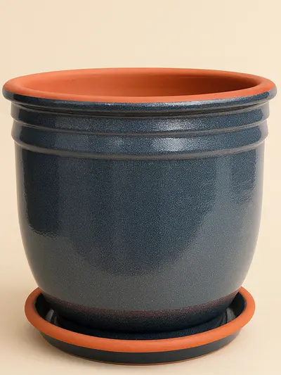 Antrasit Sırlı Saksı No 6 Ø35cm